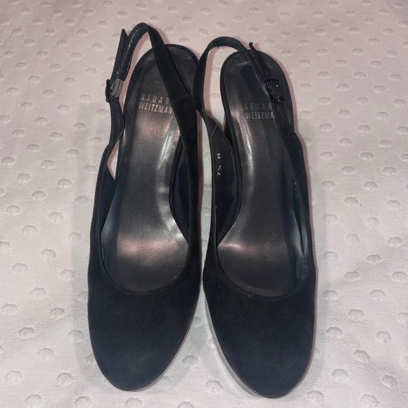 Stuart Weitzman Black Suede Platform Heels Size 7.5 - Picture 2 of 13